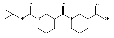 1-Piperidinecarboxylic acid, 3-[(3-carboxy-1-piperidinyl)carbonyl]-, 1-(1,1-dimethylethyl) ester Structure