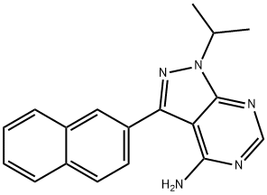 1-(1-Methylethyl)-3-(2-naphthalenyl)-1H-pyrazolo[3,4-d]pyrimidin-4-amine 구조식 이미지