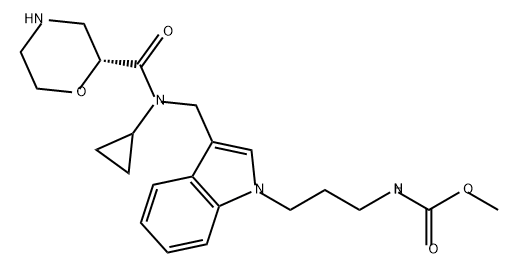 Carbamic acid, N-[3-[3-[[cyclopropyl[(2R)-2-morpholinylcarbonyl]amino]methyl]-1H-indol-1-yl]propyl]-, methyl ester Structure