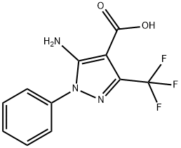 1H-Pyrazole-4-carboxylic acid, 5-amino-1-phenyl-3-(trifluoromethyl)- 구조식 이미지