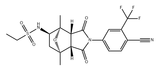 Ethanesulfonamide, N-[(3aR,4R,5R,7R,7aS)-2-[4-cyano-3-(trifluoromethyl)phenyl]octahydro-4,7-dimethyl-1,3-dioxo-4,7-epoxy-1H-isoindol-5-yl]- Structure