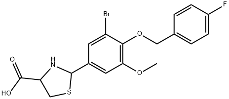 4-Thiazolidinecarboxylic acid, 2-[3-bromo-4-[(4-fluorophenyl)methoxy]-5-methoxyphenyl]- 구조식 이미지