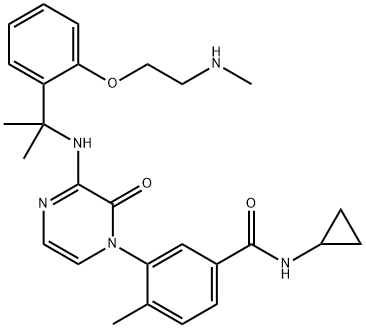 Benzamide, N-cyclopropyl-4-methyl-3-[3-[[1-methyl-1-[2-[2-(methylamino)ethoxy]phenyl]ethyl]amino]-2-oxo-1(2H)-pyrazinyl]- Structure