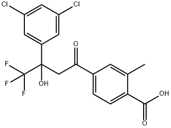 Benzoic acid, 4-[3-(3,5-dichlorophenyl)-4,4,4-trifluoro-3-hydroxy-1-oxobutyl]-2-methyl- Structure