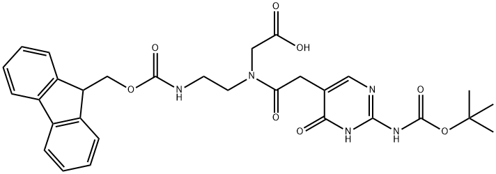 2-[2-(2-{[(tert-butoxy)carbonyl]amino}-6-oxo-1,6-dihydropyrimidin-5-yl)-N-[2-({[(9H-fluoren-9-yl)methoxy]carbonyl}amino)ethyl]acetamido]acetic acid Structure