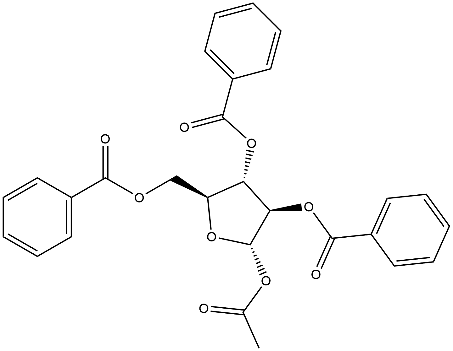 α-L-Arabinofuranose, 1-acetate 2,3,5-tribenzoate Structure