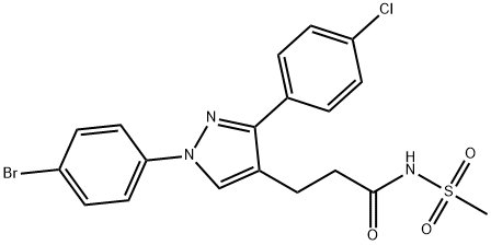 1H-Pyrazole-4-propanamide, 1-(4-bromophenyl)-3-(4-chlorophenyl)-N-(methylsulfonyl)- 구조식 이미지