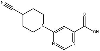 4-Pyrimidinecarboxylic acid, 6-(4-cyano-1-piperidinyl)- Structure