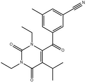 Benzonitrile, 3-[[1,3-diethyl-1,2,3,6-tetrahydro-5-(1-methylethyl)-2,6-dioxo-4-pyrimidinyl]carbonyl]-5-methyl- Structure