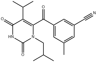 Benzonitrile, 3-methyl-5-[[1,2,3,6-tetrahydro-5-(1-methylethyl)-3-(2-methylpropyl)-2,6-dioxo-4-pyrimidinyl]carbonyl]- Structure