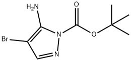 1H-Pyrazole-1-carboxylic acid, 5-amino-4-bromo-, 1,1-dimethylethyl ester 구조식 이미지