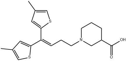 3-Piperidinecarboxylic acid, 1-[4,4-bis(4-methyl-2-thienyl)-3-buten-1-yl]- Structure