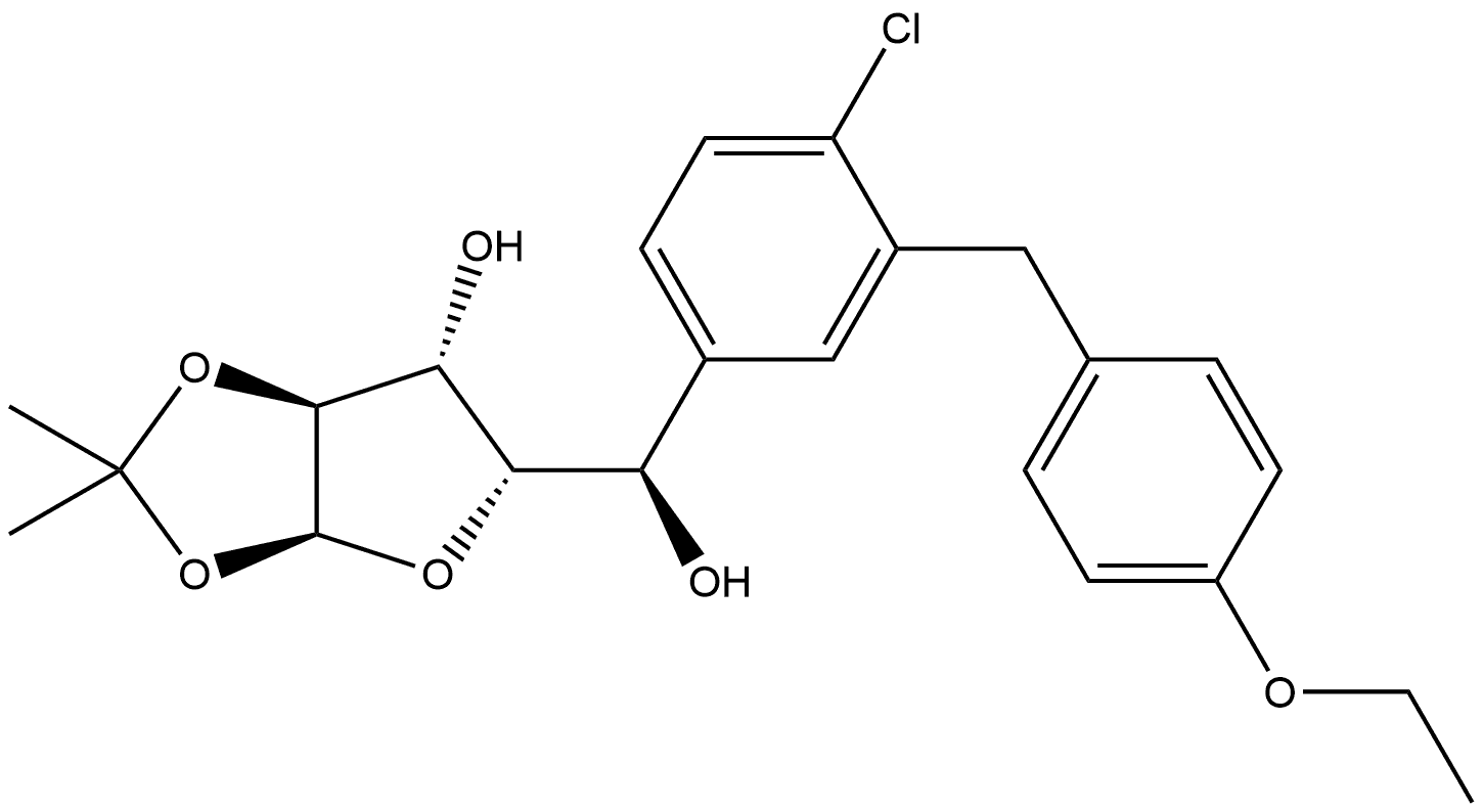 α-L-Xylofuranose, 5-C-[4-chloro-3-[(4-ethoxyphenyl)methyl]phenyl]-1,2-O-(1-methylethylidene)-, (5R)- 구조식 이미지
