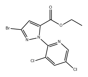 1H-Pyrazole-5-carboxylic acid, 3-bromo-1-(3,5-dichloro-2-pyridinyl)-, ethyl ester 구조식 이미지