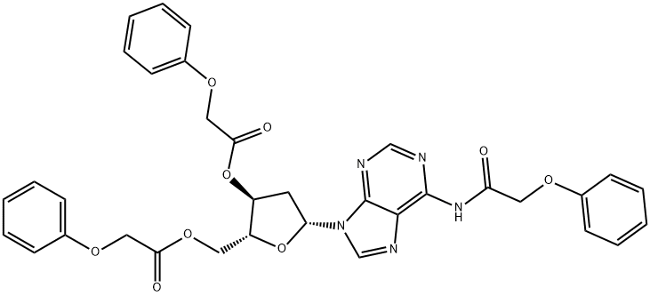 Adenosine, 2'-deoxy-N-(2-phenoxyacetyl)-, 3',5'-bis(2-phenoxyacetate) 구조식 이미지