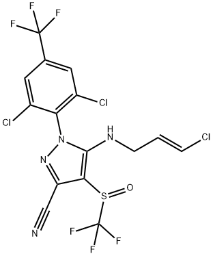 1H-Pyrazole-3-carbonitrile, 5-[[(2E)-3-chloro-2-propen-1-yl]amino]-1-[2,6-dichloro-4-(trifluoromethyl)phenyl]-4-[(trifluoromethyl)sulfinyl]- 구조식 이미지