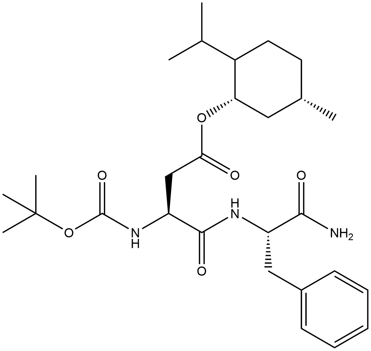 L-Phenylalaninamide, N-[(1,1-dimethylethoxy)carbonyl]-L-α-aspartyl-, 5-methyl-2-(1-methylethyl)cyclohexyl ester, [1R-(1α,2β,5α)]- (9CI) 구조식 이미지