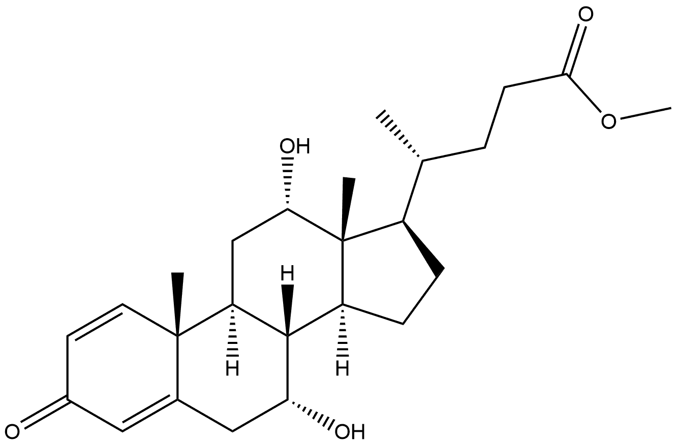 Chola-1,4-dien-24-oic acid, 7,12-dihydroxy-3-oxo-, methyl ester, (7α,12α)- (9CI) 구조식 이미지