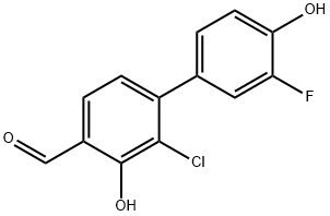 [1,1'-Biphenyl]-4-carboxaldehyde, 2-chloro-3'-fluoro-3,4'-dihydroxy- 구조식 이미지