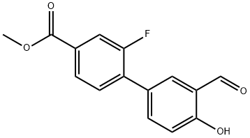 4-(2-Fluoro-4-methoxycarbonylphenyl)-2-formylphenol Structure