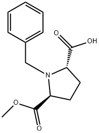 trans-1-Benzyl-5-(methoxycarbonyl)pyrrolidine-2-carboxylic acid 구조식 이미지