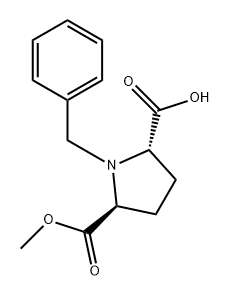 2,5-Pyrrolidinedicarboxylic acid, 1-(phenylmethyl)-, monomethyl ester, (2S-trans)- (9CI) Structure