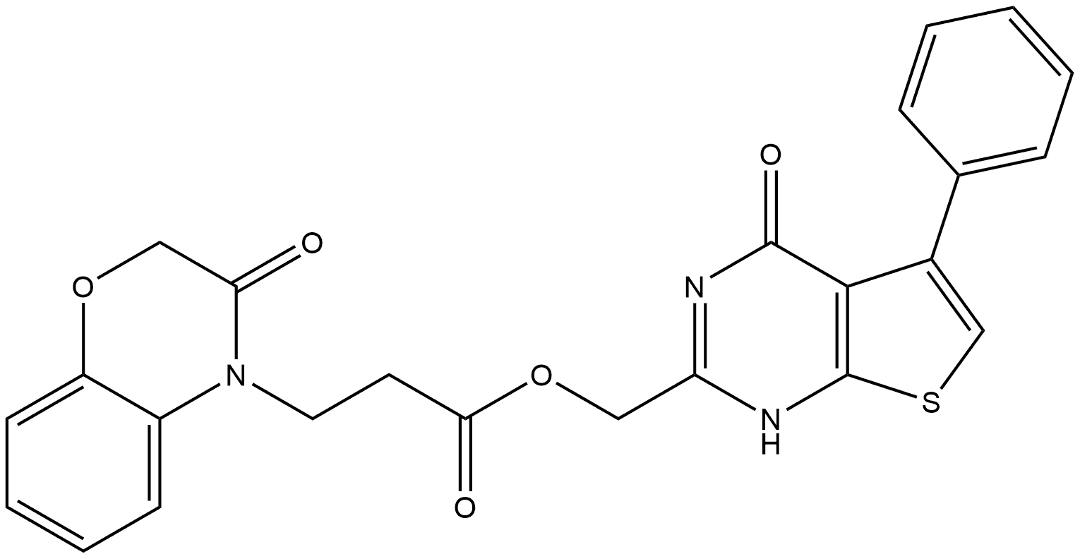 (1,4-Dihydro-4-oxo-5-phenylthieno[2,3-d]pyrimidin-2-yl)methyl 2,3-dihydro-3-oxo-4H-1,4-benzoxazine-4-propanoate Structure