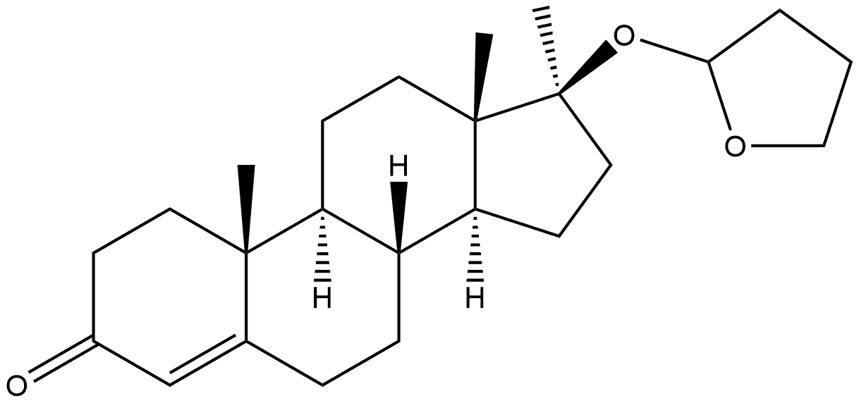 Androst-4-en-3-one, 17-methyl-17-[(tetrahydro-2-furanyl)oxy]-, (17β)- (9CI) Structure