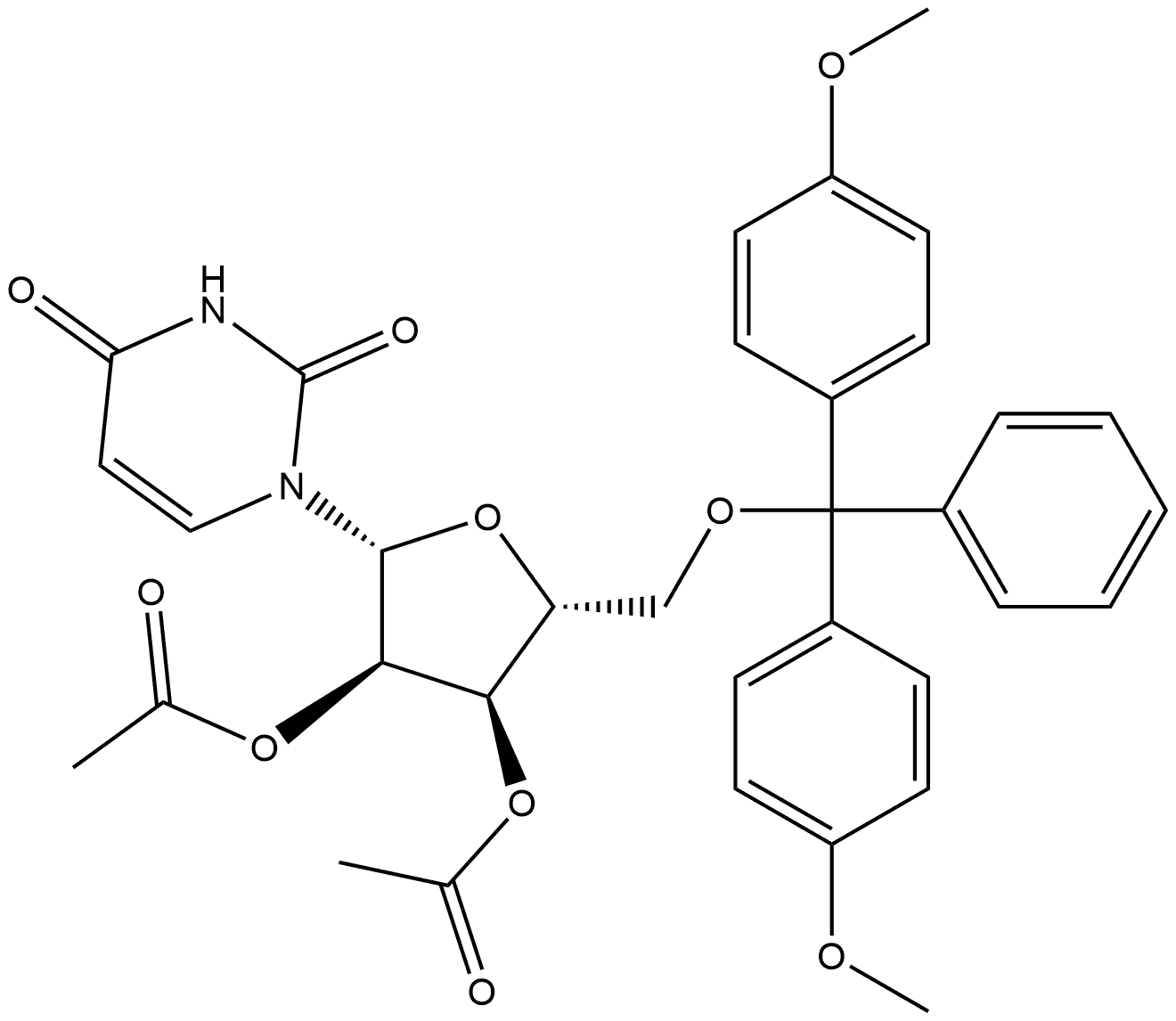 Uridine, 5'-O-[bis(4-methoxyphenyl)phenylmethyl]-, 2',3'-diacetate Structure