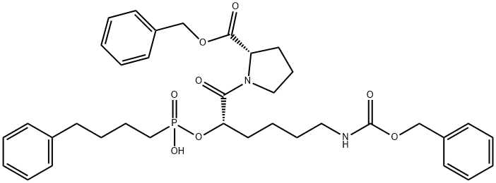 L-Proline, 1-[2-[[hydroxy(4-phenylbutyl)phosphinyl]oxy]-1-oxo-6-[[(phenylmethoxy)carbonyl]amino]hexyl]-, phenylmethyl ester, (S)- (9CI) Structure