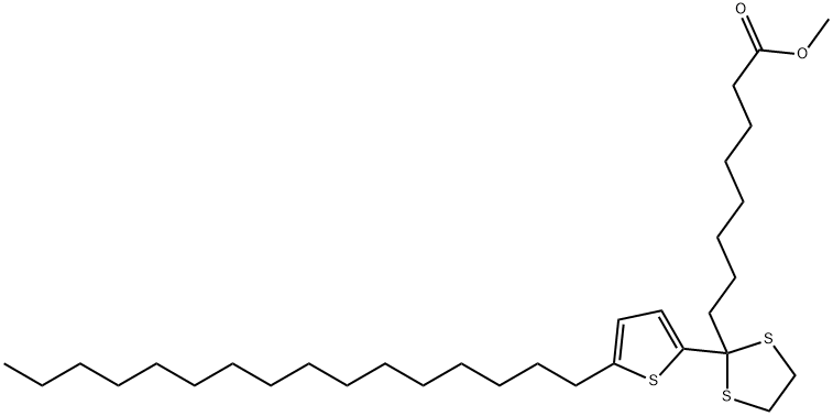 1,3-Dithiolane-2-octanoic acid, 2-(5-hexadecyl-2-thienyl)-, methyl ester 구조식 이미지