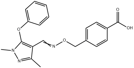 4-[[[[(1,3-Dimethyl-5-phenoxy-1H-pyrazol-4-yl)methylene]amino]oxy]methyl]benzoic Acid Structure