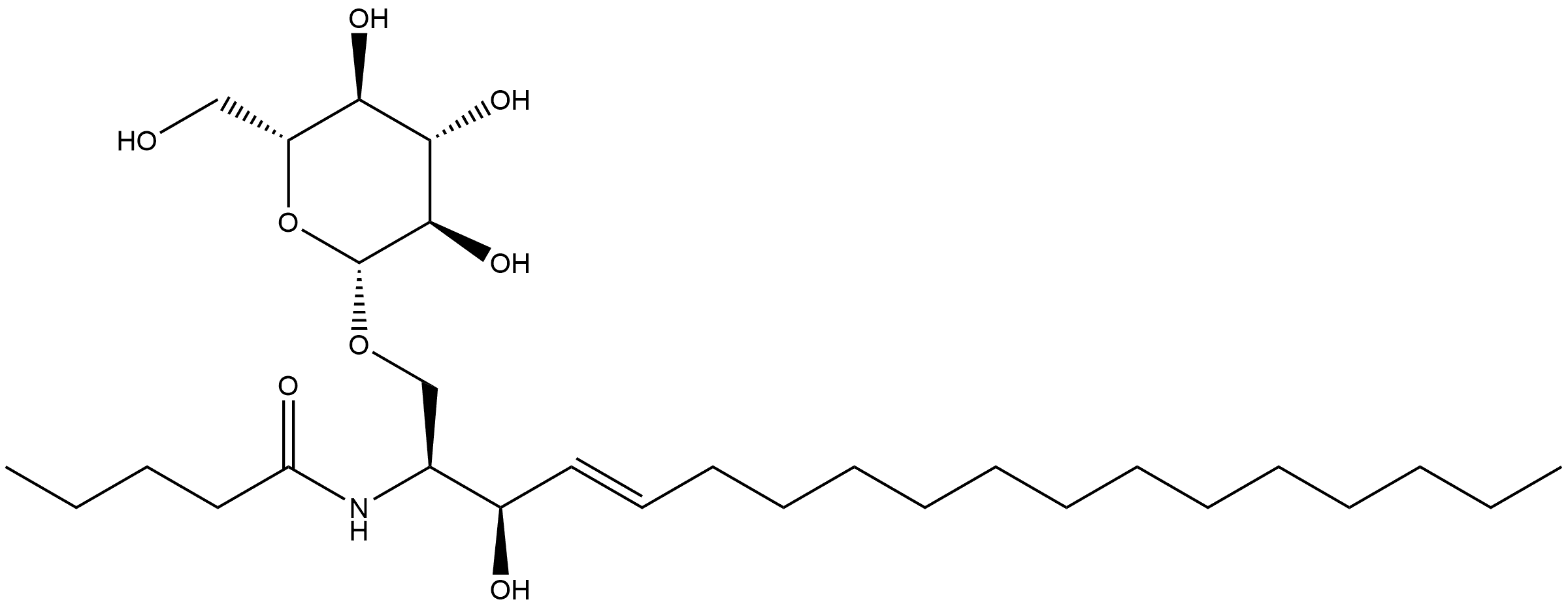 Pentanamide, N-[1-[(β-D-glucopyranosyloxy)methyl]-2-hydroxy-3-heptadecenyl]-, [R-[R*,S*-(E)]]- (9CI) Structure