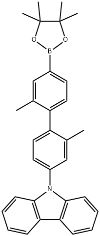 9-(2,2'-dimethyl-4'-(4,4,5,5-tetramethyl-1,3,2-dioxaborolan-2-yl)biphenyl-4-yl)-9H-carbazole Structure