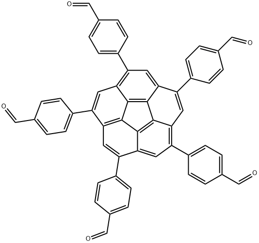 Benzaldehyde, 4,4',4'',4''',4''''-dibenzo[ghi,mno]fluoranthene-1,3,5,7,9-pentaylpentakis- Structure