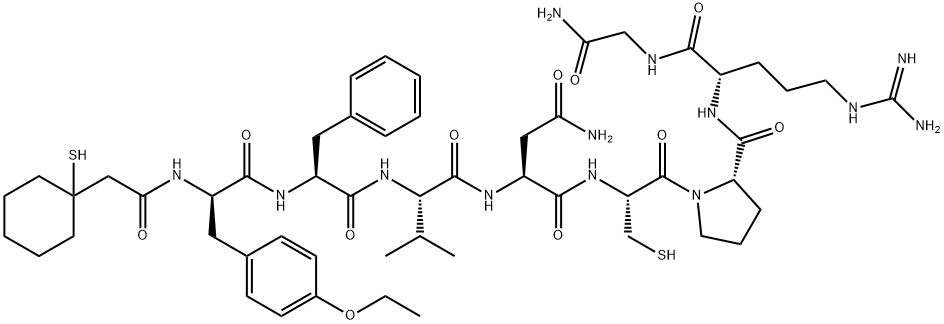 Glycinamide, O-ethyl-N-[(1-mercaptocyclohexyl)acetyl]-D-tyrosyl-L-phenylalanyl-L-valyl-L-asparaginyl-L-cysteinyl-L-prolyl-L-arginyl- (9CI) 구조식 이미지