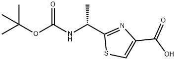 4-Thiazolecarboxylic acid, 2-[(1R)-1-[[(1,1-dimethylethoxy)carbonyl]amino]ethyl]- Structure