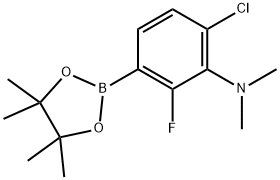 6-Chloro-2-fluoro-N,N-dimethyl-3-(4,4,5,5-tetramethyl-1,3,2-dioxaborolan-2-yl)aniline 구조식 이미지