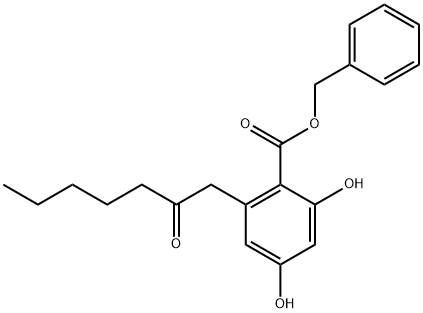 Benzoic acid, 2,4-dihydroxy-6-(2-oxoheptyl)-, phenylmethyl ester Structure