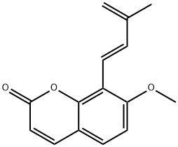 2H-1-Benzopyran-2-one, 7-methoxy-8-[(1E)-3-methyl-1,3-butadien-1-yl]- Structure