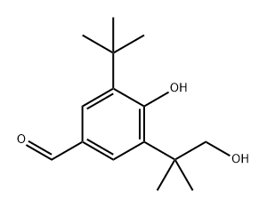 Benzaldehyde, 3-(1,1-dimethylethyl)-4-hydroxy-5-(2-hydroxy-1,1-dimethylethyl)- Structure