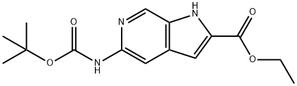 ethyl 5-{[(tert-butoxy)carbonyl]amino}-1H-pyrrolo[2,3-c]pyridine-2-carboxylate 구조식 이미지