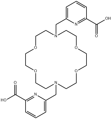 2-Pyridinecarboxylic acid, 6,6'-[1,4,10,13-tetraoxa-7,16-diazacyclooctadecane-7,16-diylbis(methylene)]bis- Structure