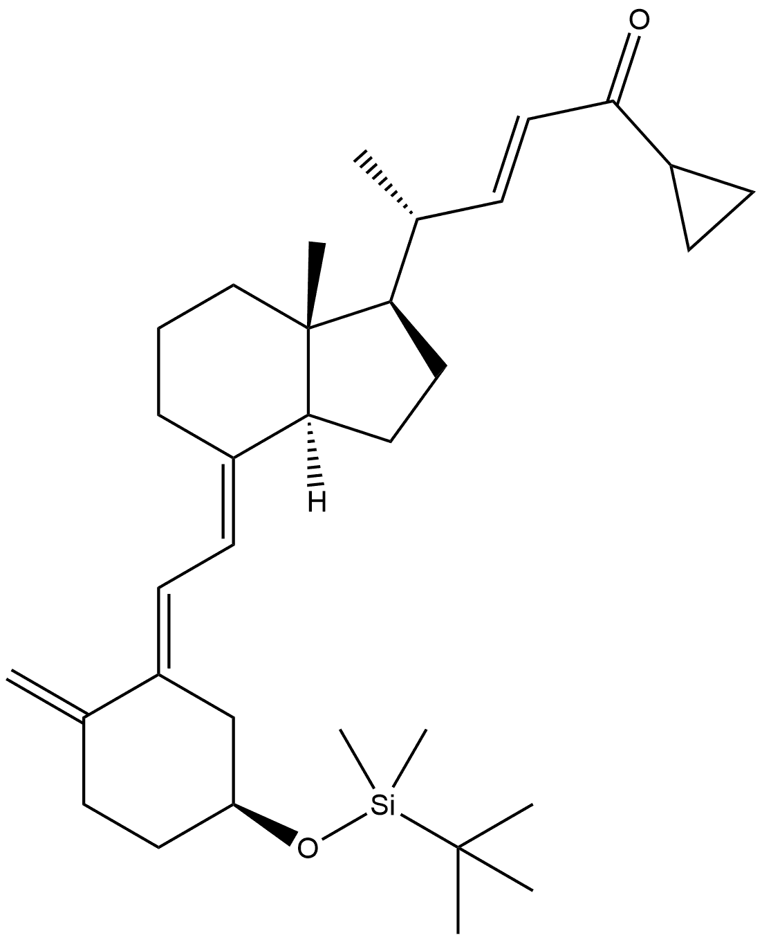 20(R),3(R)-(tert-butyldimethylsilyloxy)-20-(3'-cyclopropyl-3'-oxoprop-1'(E)-enyl)-9,10-secopregna-5(Z),7(E),10(19)-triene 구조식 이미지