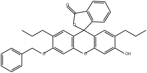 Spiro[isobenzofuran-1(3H),9'-[9H]xanthen]-3-one, 3'-hydroxy-6'-(phenylmethoxy)-2',7'-dipropyl- Structure