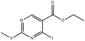 5-Pyrimidinecarboxylic acid, 4-iodo-2-(methylthio)-, ethyl ester 구조식 이미지