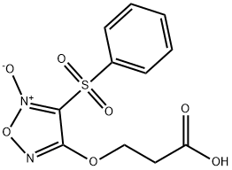 3-[[4-(benzenesulfonyl)-5-oxido-1,2,5-oxadiazol-5-ium-3-yl]oxy]propanoic acid 구조식 이미지