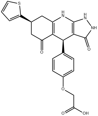 {4-[(4R,7S)-3-Hydroxy-5-oxo-7-(thiophen-2-yl)-4,5,6,7,8,9-hexahydro-1H-pyrazolo[3,4-b]quinolin-4-yl]phenoxy}acetic acid Structure