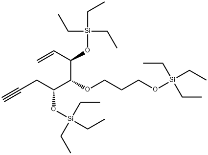 4,7,11-Trioxa-3,12-disilatetradecane, 5-ethenyl-3,3,12,12-tetraethyl-6-[(1R)-1-[(triethylsilyl)oxy]-3-butyn-1-yl]-, (5R,6R)- Structure