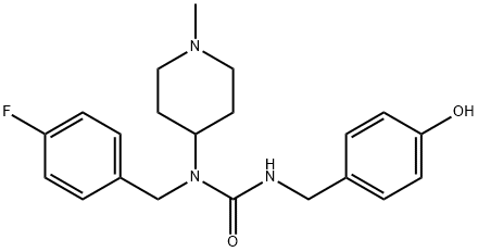 Urea, N-[(4-fluorophenyl)methyl]-N'-[(4-hydroxyphenyl)methyl]-N-(1-methyl-4-piperidinyl)- Structure